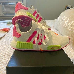 Women’s Adidas Pink and Green NMD_R1 Sneakers NIB